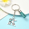 Alloy with Resin Imitation Synthetic Turquoise Keychain KEYC-YW00087-11-1