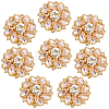 8Pcs Flower Brass & Glass Rhinestone Cufflinks FIND-CY0002-40-7