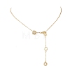 Brass Micro Pave Clear Cubic Zirconia Column Bead and Love Disc Pendant Cable Chain Necklaces NJEW-JN05768-4