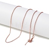 1mm Rack Plating Brass Cable Chain Adjustable Slider Necklaces for Women Men MAK-L044-55RG-2