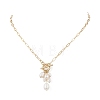 Natural Pearl Rice Beads Tassel Pendant OT Necklaces with Brass Paperclip Chains NJEW-JN05941-2