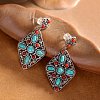 Synthetic Turquoise Dangle Stud Earrings EJEW-C178-06B-1