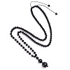 Natural Obsidian Graduated Beaded Round Pendant Adjustable Braided Necklaces for Yoga and Aromatherapy HY9299-4-1