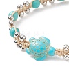 Synthetic Turquoise(Dyed) Tortoise & Brass Round Braided Bead Bracelet BJEW-TA00189-01-4