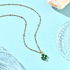 Saint Patrick's Day Brass Pave Cubic Zirconia Green Four-Leaf Clover Pendant 304 Stainless Steel Satellite Chain Necklaces NJEW-JN06677-1