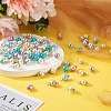 90Pcs 9 Colors Pearlized Glass Pearl Connector Charms PALLOY-TA0002-49A-6