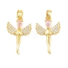 Brass Micro Pave Pink Cubic Zirconia Pendants CU-CBABDE1-10G-1