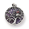 Natural Amethyst Tree of Life with Owl Pendants G-L524-15AS-06-1