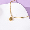 304 Stainless Steel Flat Round with Word Lucky Pendant Ball Chain Necklaces for Women NJEW-K255-45G-3