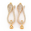 Brass Micro Pave Clear Cubic Zirconia Fold Over Clasps KK-S354-307-NF-1