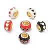 Brass Enamel European Beads KK-P345-01G-M-1