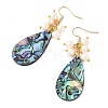 Natural Paua Shell Dangle Earrings EJEW-JE07306-4
