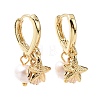 Starfish & Shell & Natural Pearl Drop Huggie Hoop Earrings EJEW-JE04756-1