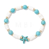 Natural White Shell & Synthetic Turquoise Beads Stretch Bracelets for Women BJEW-JB13477-02-2