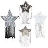 4Pcs 4 Style Star with Glass Bead Tassels Appliques DIY-BC0006-54-1