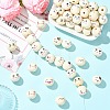 100Pcs Printed Wood European Beads WOOD-CJ0002-78-5