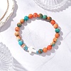 3Pcs 3 Colors Dyed Synthetic Ocean White Jade & Turquoise Beaded Stretch Bracelets for Men Women BJEW-JB12372-3