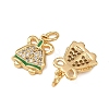 Christmas Brass Micro Pave Cubic Zirconia Enamel Charms KK-L255-19G-11-2