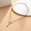 Brass Cable Chains & 304 Stainless Steel Satellite Chains Double Layered Necklace NJEW-JN04025-7
