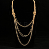 Iron Metallic layered Chain Tassel Long Necklaces with Double Clasp Decor IV6162-1-3