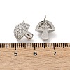 Mushroom Brass Micro Pave Clear Cubic Zirconia Stud Earrings LS-EJEW-F895-17P-5