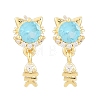 Brass Micro Pave Cubic Zirconia Dangle Stud Earrings EJEW-F405-24G-01-2