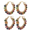 2 Pairs 2 Styles Natural Green Jade Imitation Tourmaline Beaded Hoop Earrings EJEW-JE06943-3