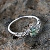 Oval & Leaf 925 Sterling Silver with Moss Agate Finger Rings FS-WGF1EFD-01-5