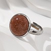 Half Round Synthetic Goldstone Finger Rings RJEW-M062-01P-06-5