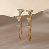 304 Stainless Steel Micro Pave Clear Cubic Zirconia Tassel Stud Earrings WG545B5-01-4