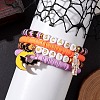 4Pcs Halloween Theme Handmade Polymer Clay Beaded Stretch Bracelets BJEW-TA00469-3