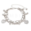 Iron Figaro & Paperclip Chain Double Layers Bracelets Link Bracelets for Women BJEW-A156-01P-4