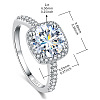 Rhodium Plated 925 Sterling Silver Moissanite Finger Rings for Women WGE3211-01-2