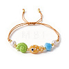 Summer Beach Handmade Porcelain Fish Shell Shape and Plastic Pearl Braided Bead Bracelets for Women WG2D1DA-03-1