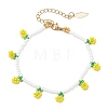 Floral Glass Seed Bead Charm Bracelets for Women BJEW-MZ00306-02-2
