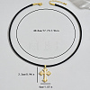 Brass & Imitation Pearl Cross Pendant Black Cord Necklaces for Men LI2000-1-5
