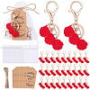 30Pcs Camellia Resin & Zinc Alloy Keychains KEYC-DR0001-24-1
