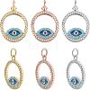  6Pcs 3 Colors  Brass Micro Pave Cubic Zirconia Pendants ZIRC-NB0001-64-1