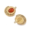 304 Stainless Steel Pave Natural Carnelian(Dyed & Heated) Pendants STAS-P380-19G-02-2