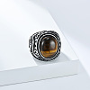 304 Stainless Steel with Natural Tiger Eye Finger Rings for Men FS-WG44E14-13-3