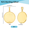 2Pcs 925 Sterling Silver Flat Round Pendant Cabochon Settings STER-PH0005-10G-2
