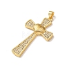 Brass Micro Pave Clear Cubic Zirconia Pendants KK-P352-02B-G-2