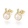 Brass & Natural Pearl Stud Earrings PEAR-N020-WX05-1