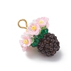 Resin Glass Seed Beaded Flower Pendants PALLOY-MZ01106-03-3