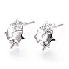 925 Sterling Silver Stud Earring Findings Micro Pave Cubic Zirconia STER-T007-22P-3