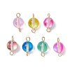 Dyed Synthetic Moonstone Round Connector Charms PALLOY-JF02690-01-1