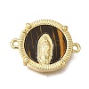 Flat Round Brass & Acrylic Connector Charms KK-G602-12A-04-1
