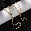 Brass Pave Cubic Zirconia Heart Pendant Y Tassel Necklaces for Women NJEW-A071-01G-05-1