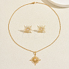 Stainless Steel Sun Stud Earrings & Pendant Necklaces Sets for Women EN4701-5