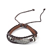 PU Leather & Waxed Cords Triple Layer Multi-strand Bracelets BJEW-G709-05-2